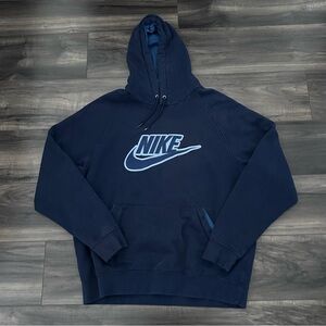 Vintage Nike Gray Tag Hoodie Mens Size XL Fleece Lined Center Logo Blue